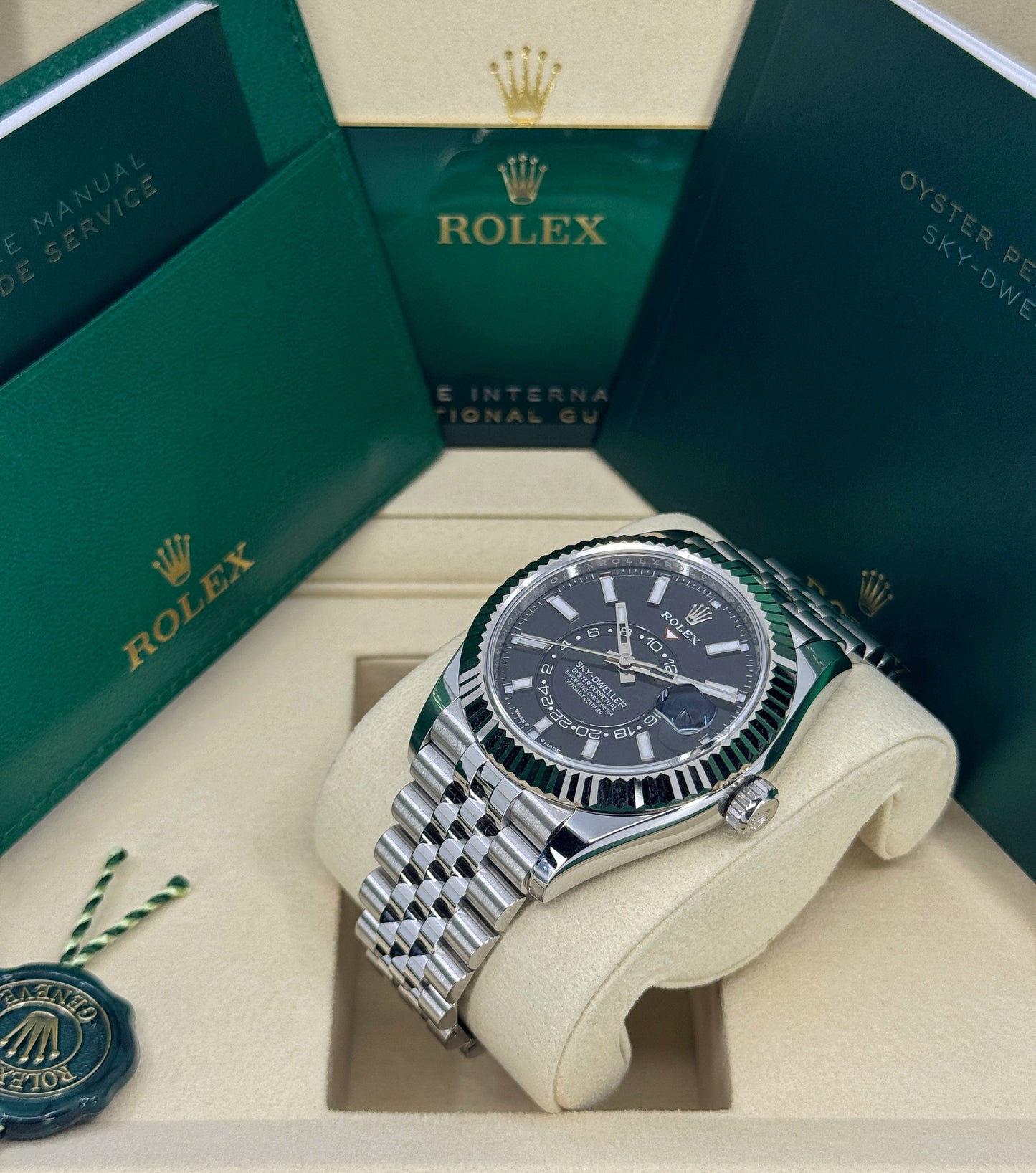 Rolex Sky-Dweller 42mm, 18k WG & Stainless Steel, Black, Jubilee, Ref# 336934-0008, dated 2026