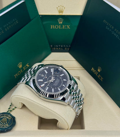 Rolex Sky-Dweller 42mm, 18k WG & Stainless Steel, Black, Jubilee, Ref# 336934-0008, dated 2026
