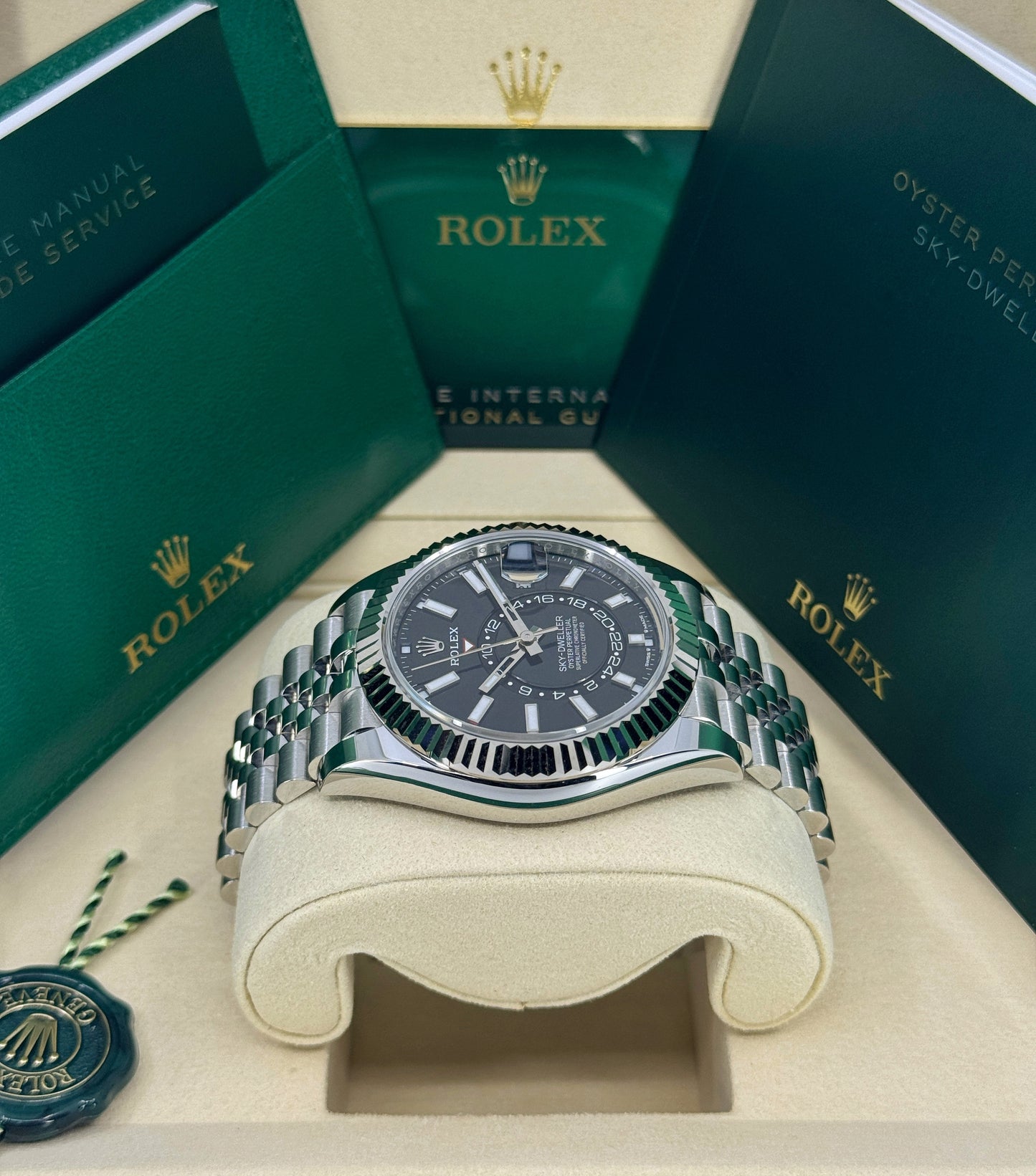 Rolex Sky-Dweller 42mm, 18k WG & Stainless Steel, Black, Jubilee, Ref# 336934-0008, dated 2026