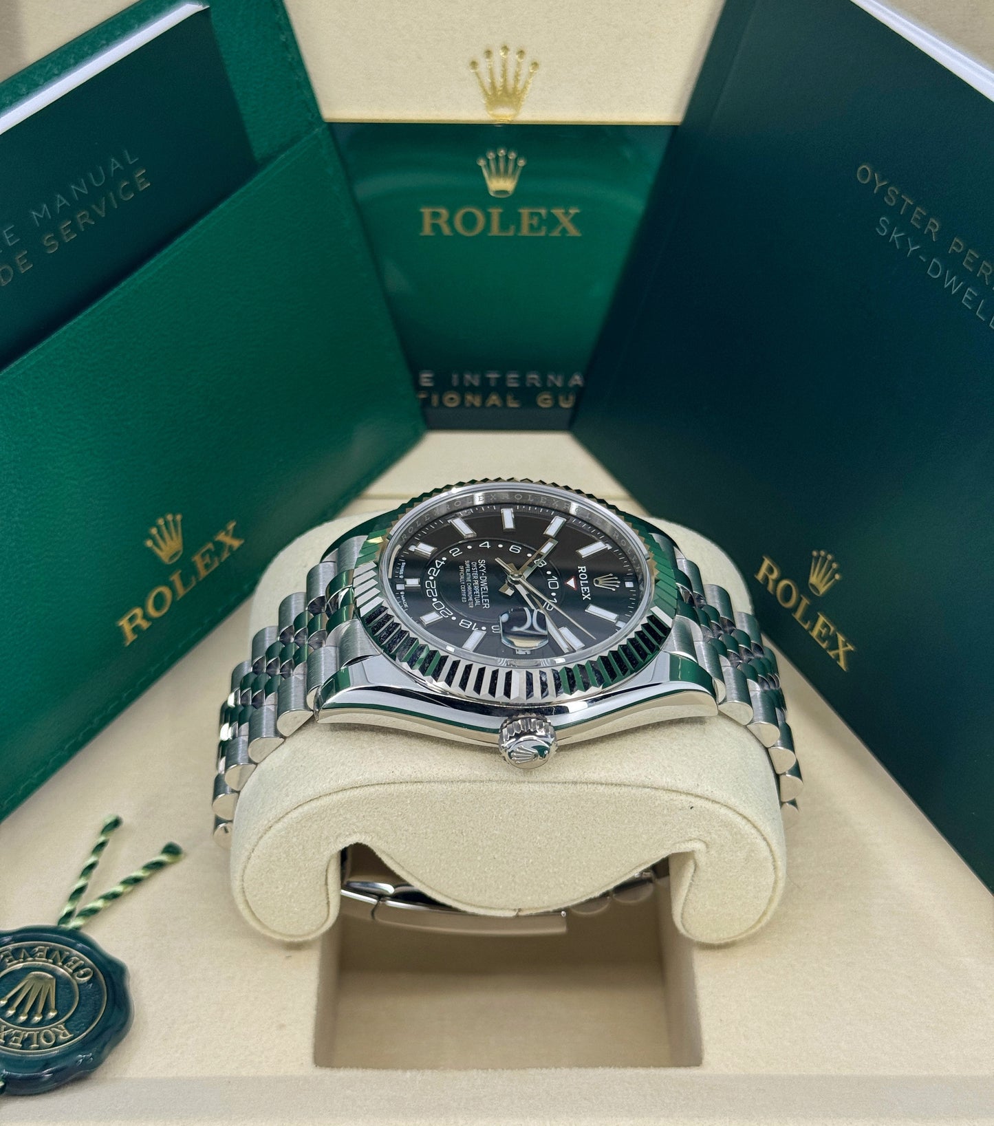 Rolex Sky-Dweller 42mm, 18k WG & Stainless Steel, Black, Jubilee, Ref# 336934-0008, dated 2026
