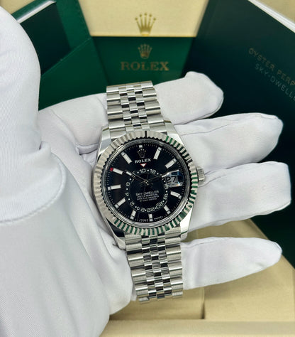 Rolex Sky-Dweller 42mm, 18k WG & Stainless Steel, Black, Jubilee, Ref# 336934-0008, dated 2026