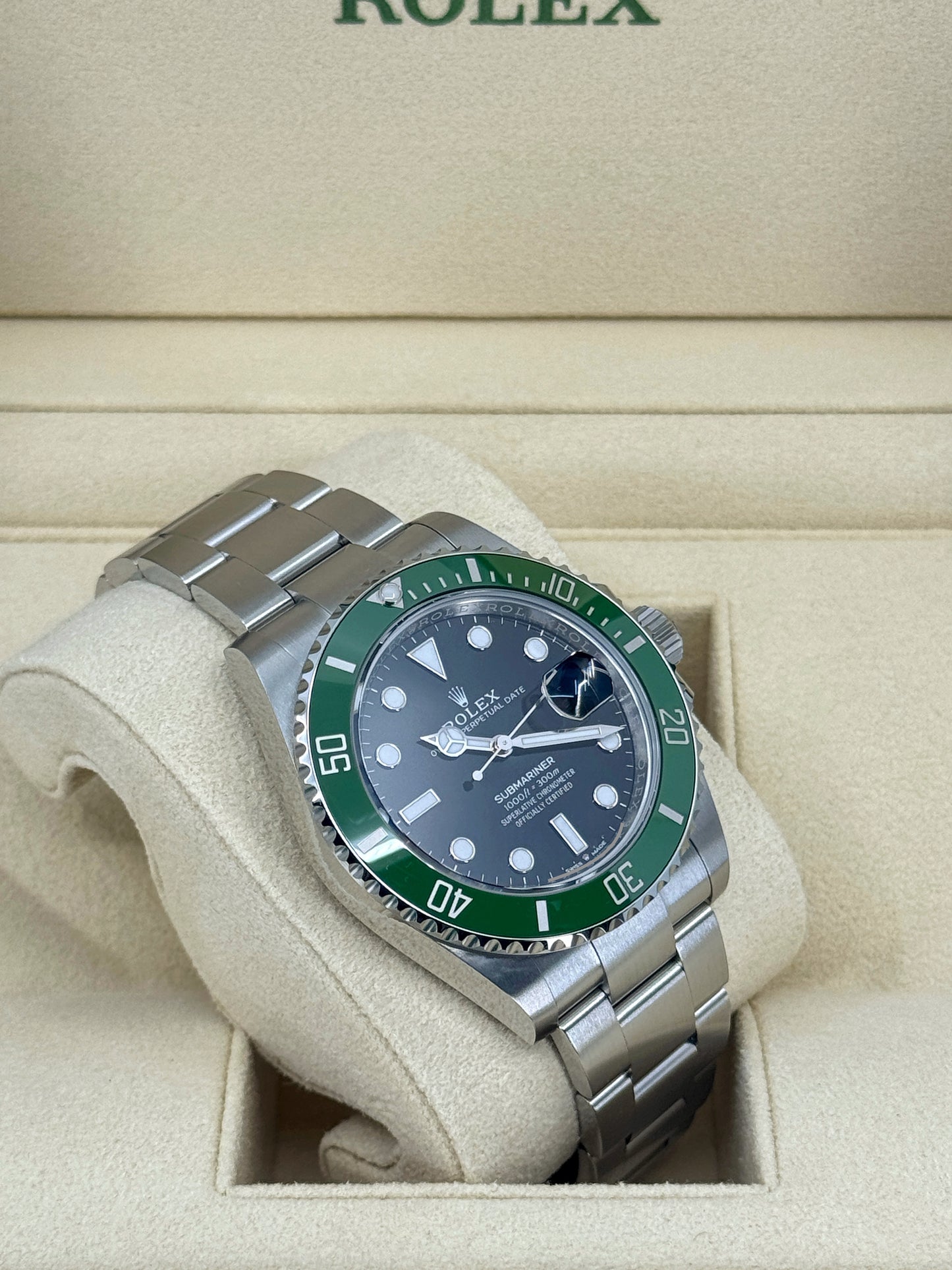 Pre-owned Rolex Submariner 41mm, Date, Stainless Steel, Kermit, MK2 Bezel, Ref# 126610LV, dated 2023