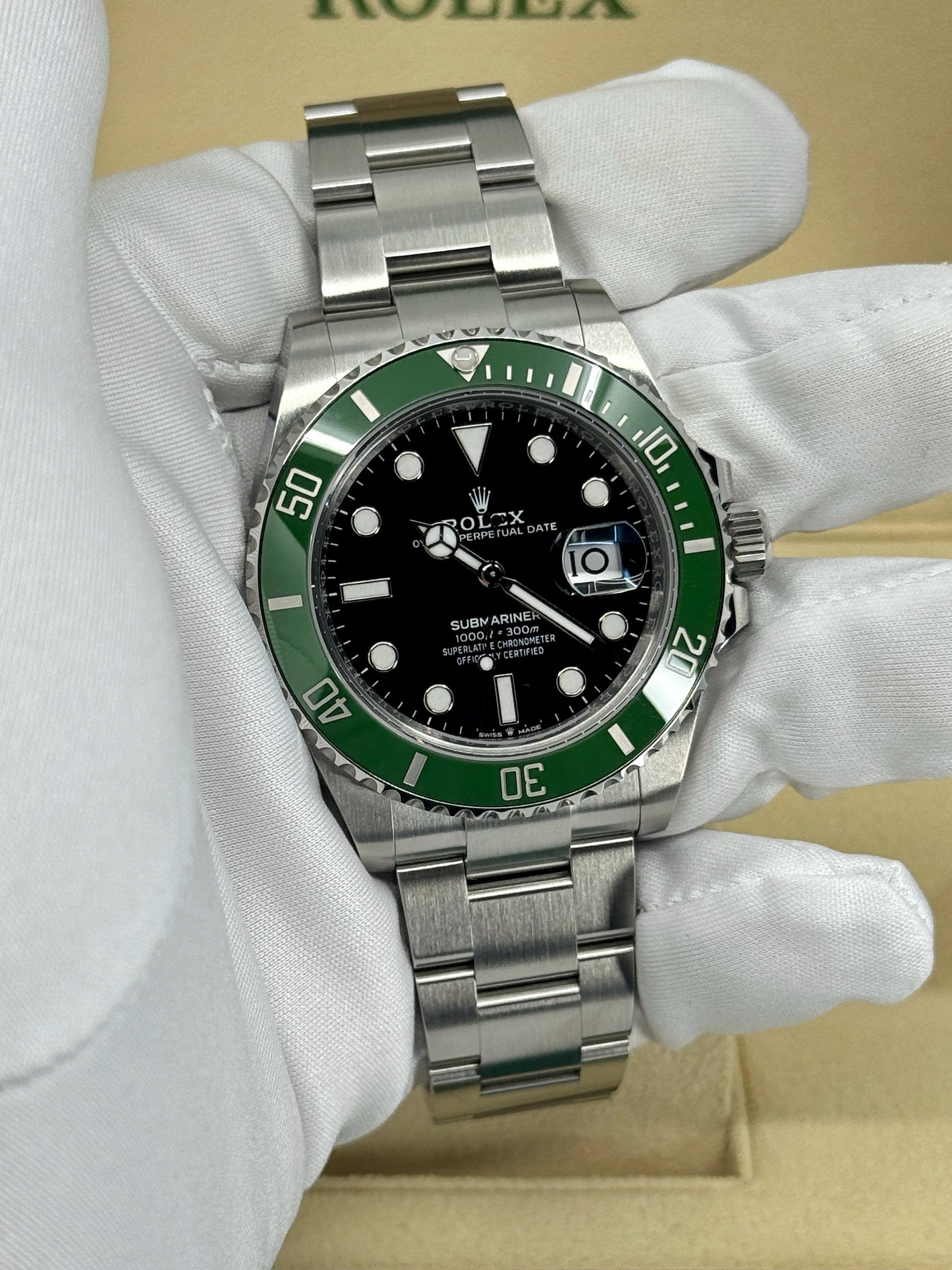 Pre-owned Rolex Submariner 41mm, Date, Stainless Steel, Kermit, MK2 Bezel, Ref# 126610LV, dated 2023