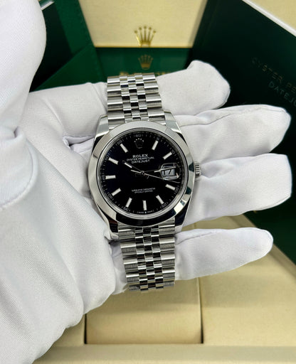 Rolex Datejust 41mm, Stainless Steel, Black, Jubilee, Ref# 126300-0012, dated 2026