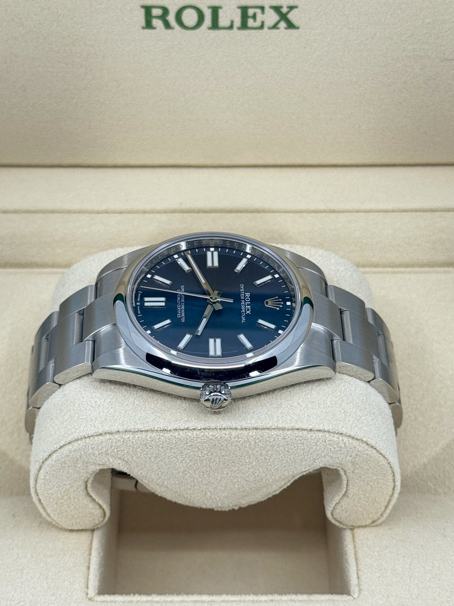 Pre-owned Rolex Oyster Perpetual 41mm, Stainless Steel, Blue, Ref# 124300-0003, dated 2023