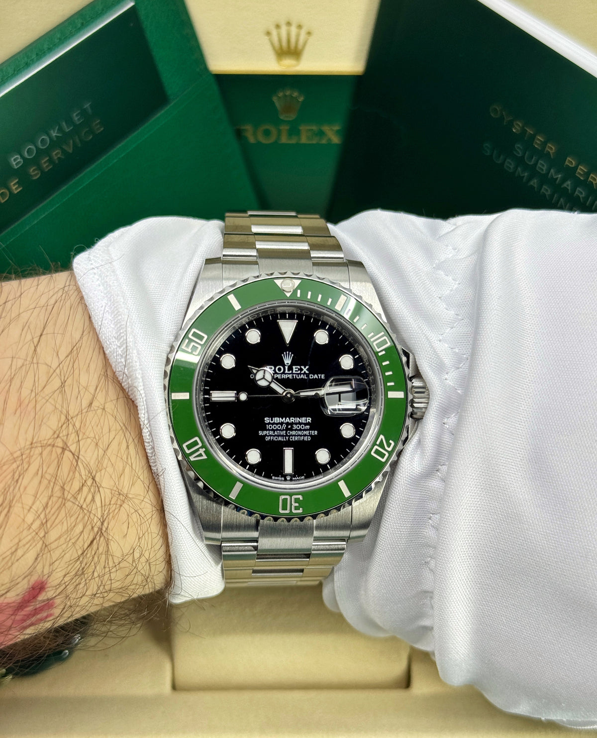 Rolex Submariner 41mm, Date, Stainless Steel, MKII, Kermit/Starbucks, Ref# 126610LV, dated 2026