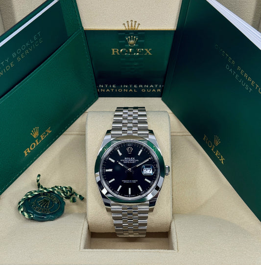 Rolex Datejust 41mm, Stainless Steel, Black, Jubilee, Ref# 126300-0012, dated 2025