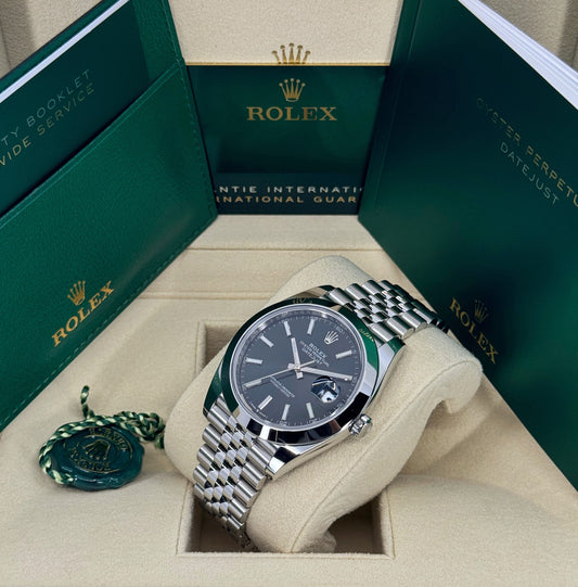 Rolex Datejust 41mm, Stainless Steel, Black, Jubilee, Ref# 126300-0012, dated 2025