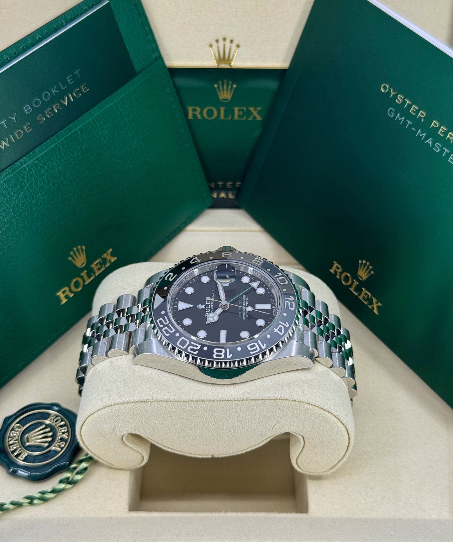 Rolex GMT-Master II 40mm, Stainless Steel, Bruce Wayne, Jubilee, Ref# 126710GRNR-0003, dated 2026