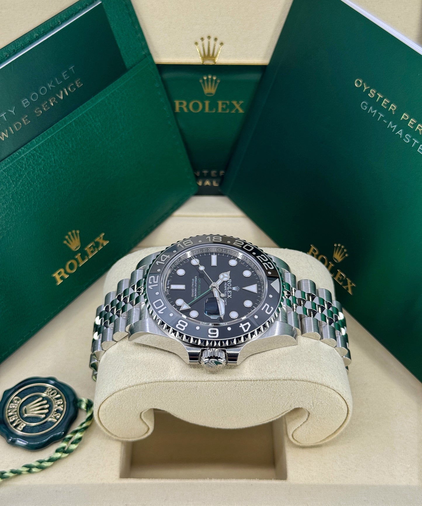Rolex GMT-Master II 40mm, Stainless Steel, Bruce Wayne, Jubilee, Ref# 126710GRNR-0003, dated 2026
