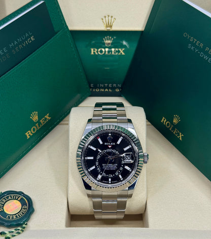 Rolex Sky-Dweller 42mm, 18k WG & Stainless Steel, Black, Oyster, Ref# 336934-0007, dated 2026
