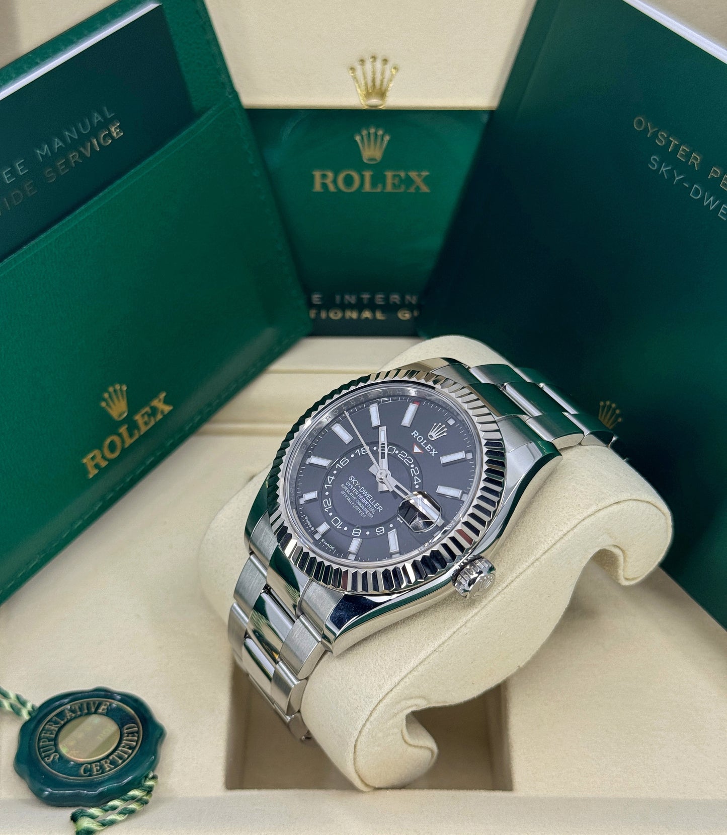 Rolex Sky-Dweller 42mm, 18k WG & Stainless Steel, Black, Oyster, Ref# 336934-0007, dated 2026