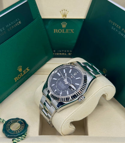 Rolex Sky-Dweller 42mm, 18k WG & Stainless Steel, Black, Oyster, Ref# 336934-0007, dated 2026