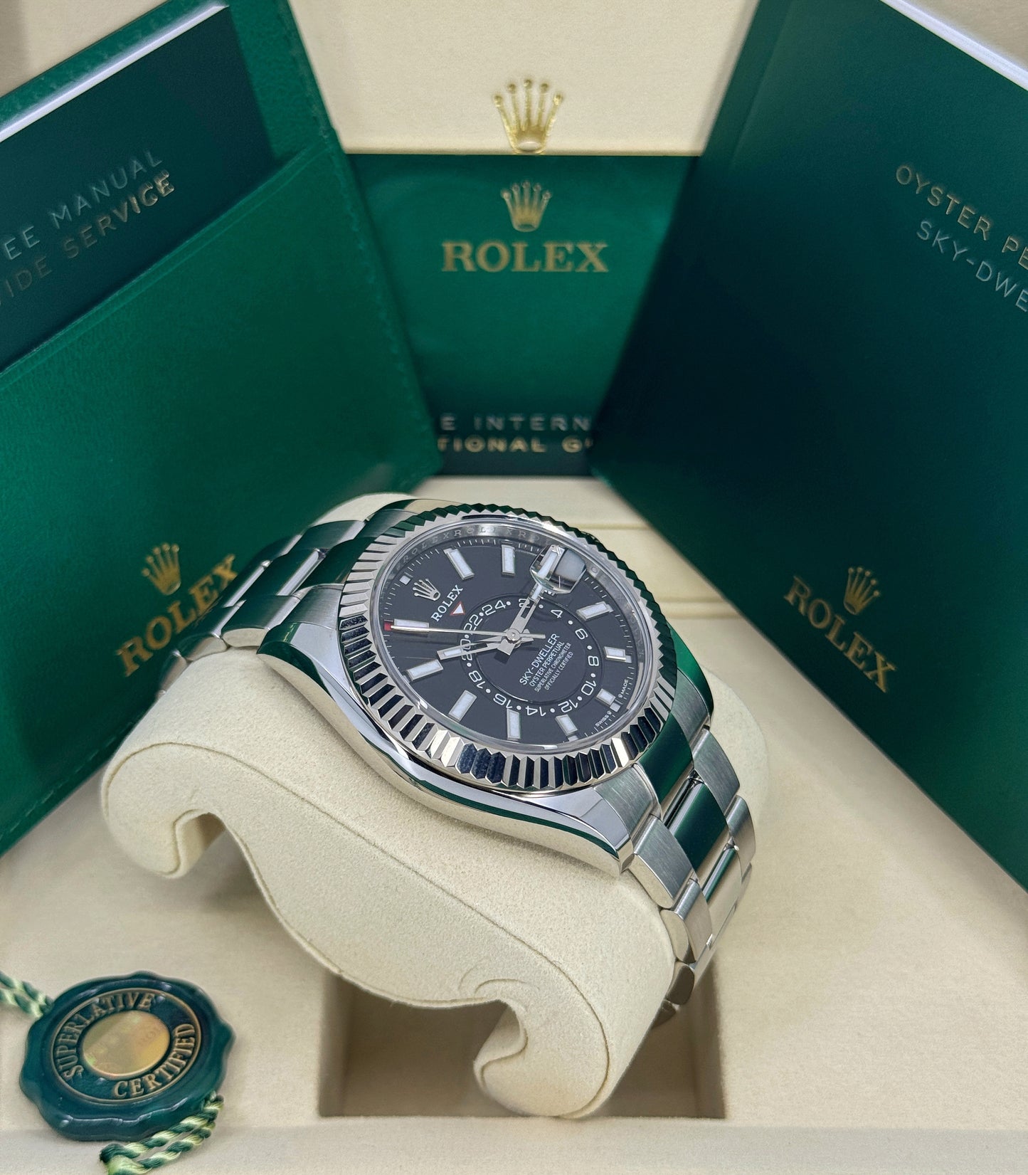 Rolex Sky-Dweller 42mm, 18k WG & Stainless Steel, Black, Oyster, Ref# 336934-0007, dated 2026