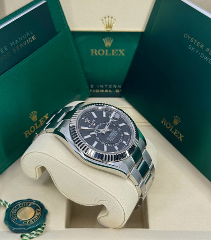 Rolex Sky-Dweller 42mm, 18k WG & Stainless Steel, Black, Oyster, Ref# 336934-0007, dated 2026