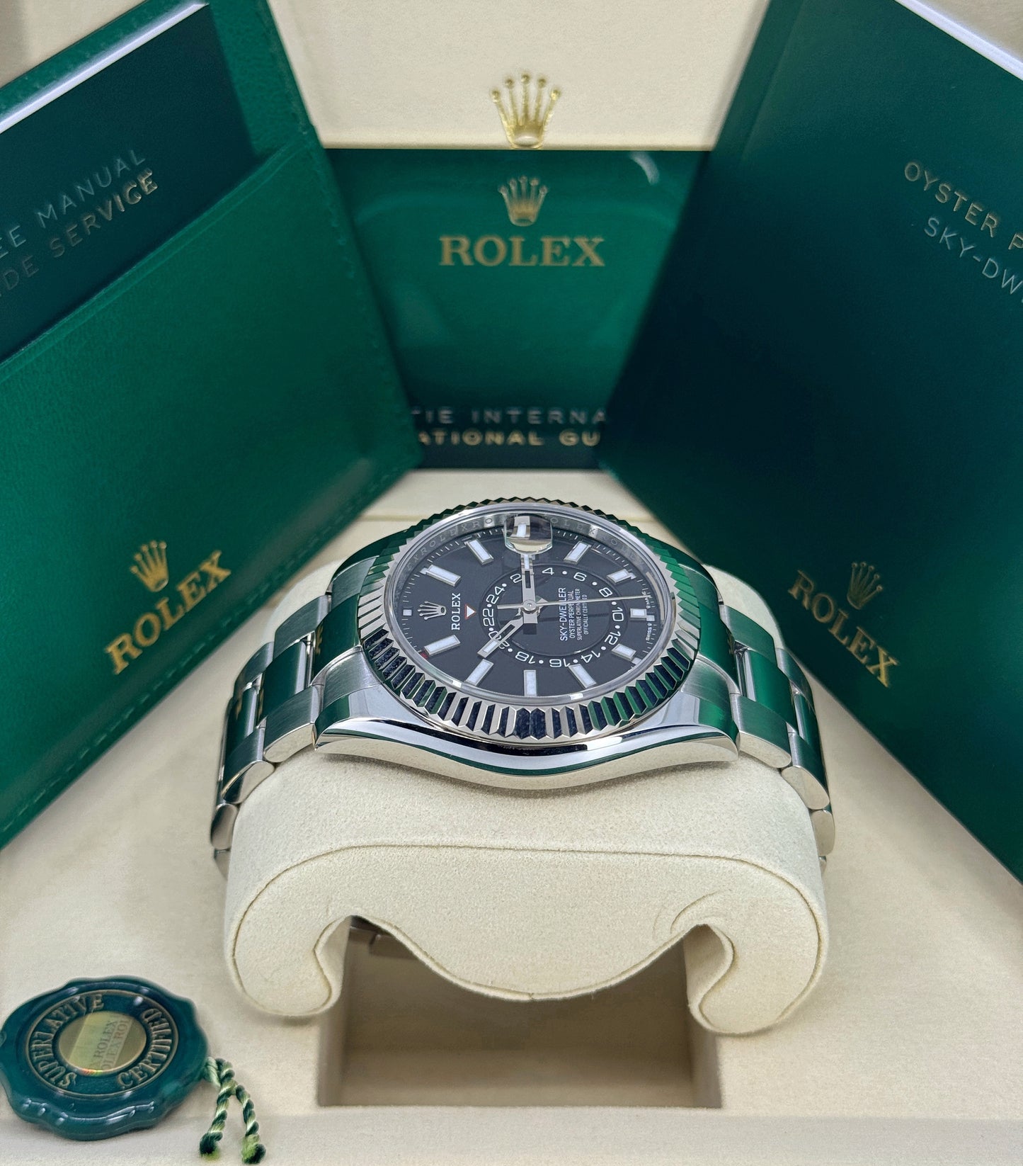 Rolex Sky-Dweller 42mm, 18k WG & Stainless Steel, Black, Oyster, Ref# 336934-0007, dated 2026