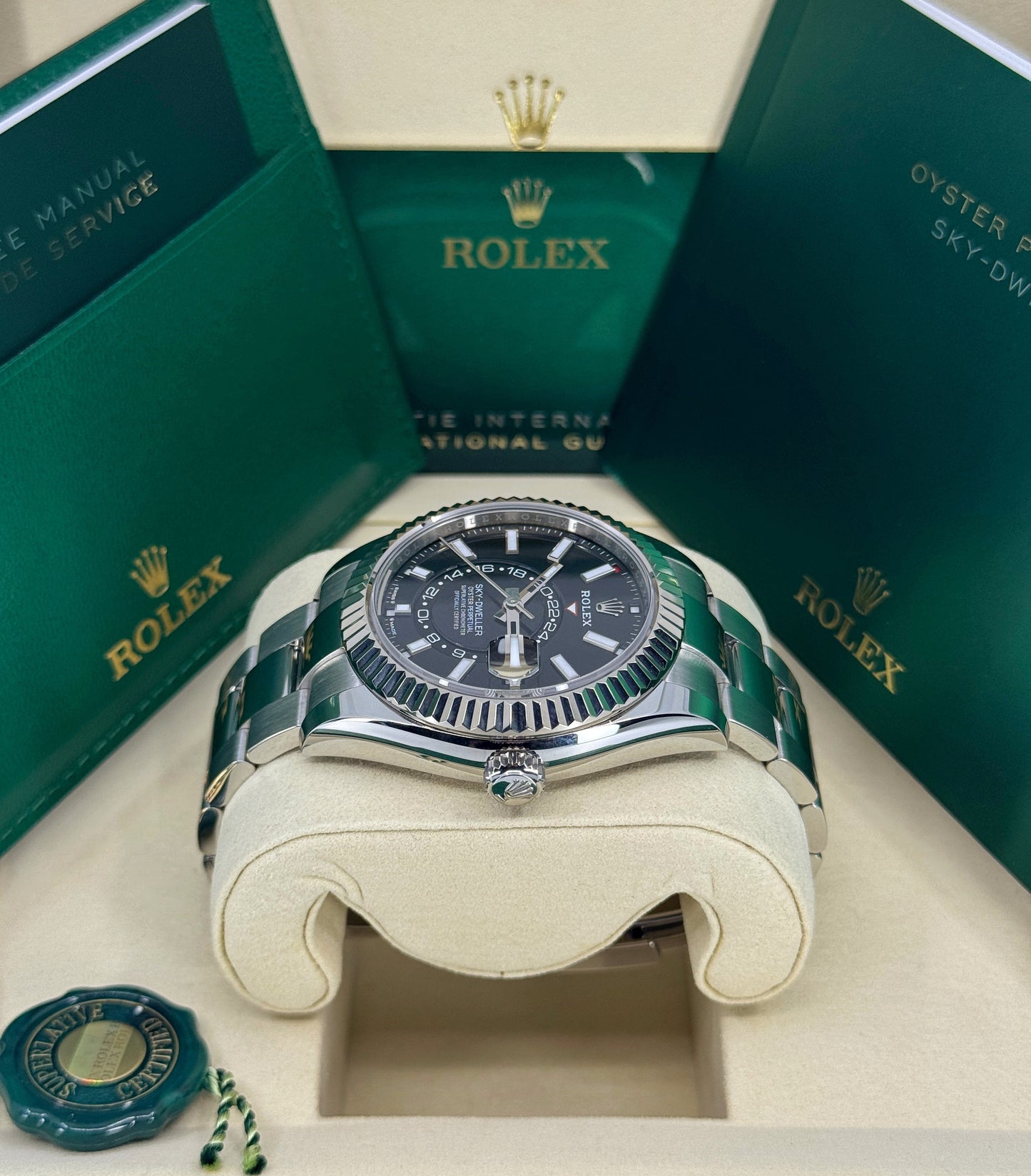 Rolex Sky-Dweller 42mm, 18k WG & Stainless Steel, Black, Oyster, Ref# 336934-0007, dated 2026