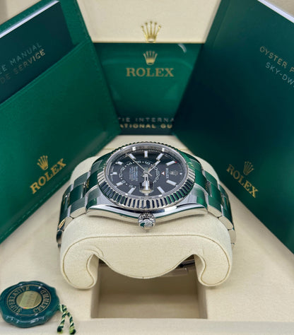 Rolex Sky-Dweller 42mm, 18k WG & Stainless Steel, Black, Oyster, Ref# 336934-0007, dated 2026