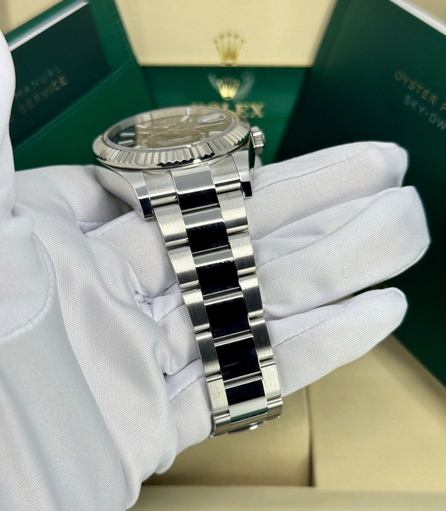 Rolex Sky-Dweller 42mm, 18k WG & Stainless Steel, Black, Oyster, Ref# 336934-0007, dated 2026