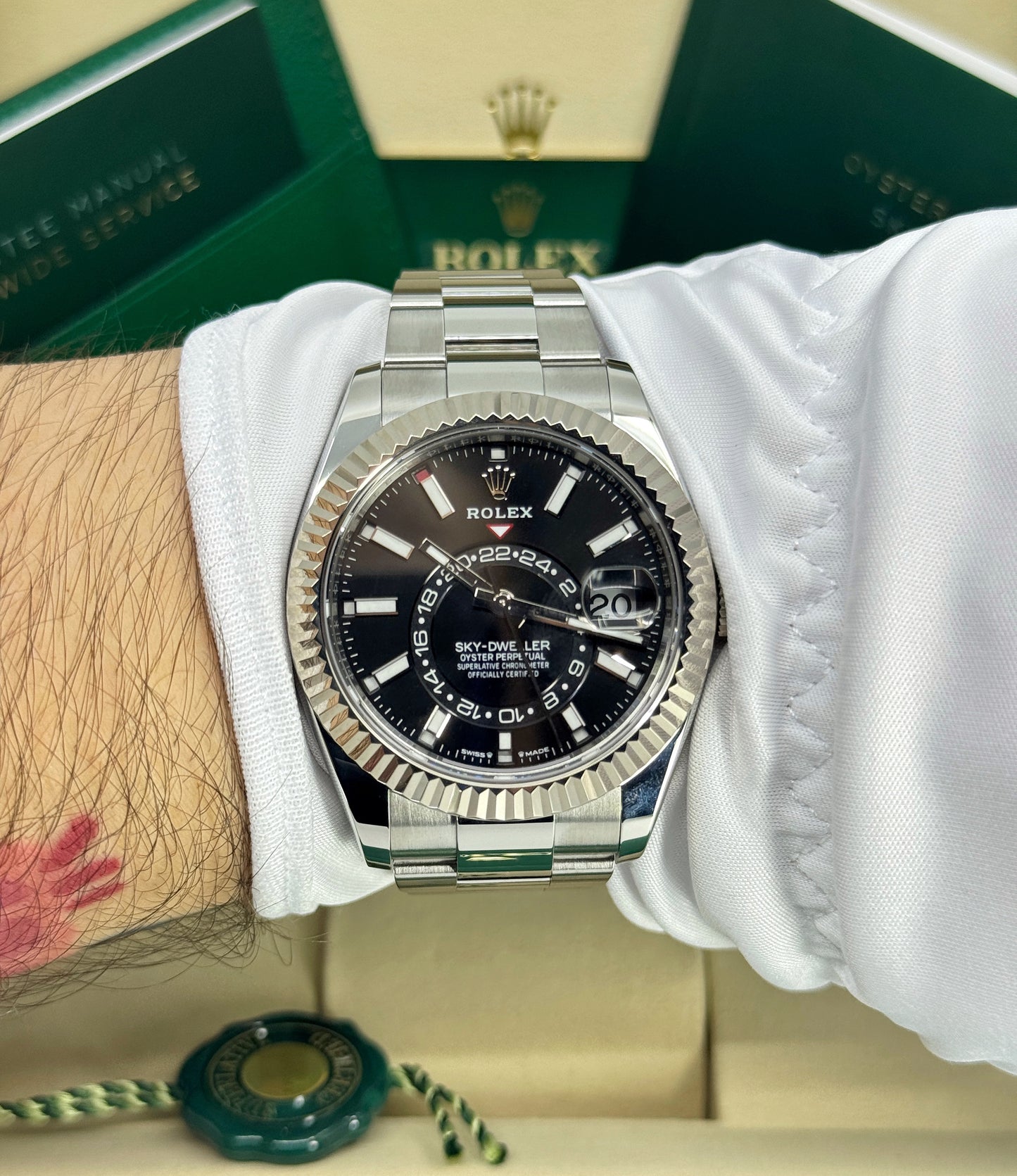 Rolex Sky-Dweller 42mm, 18k WG & Stainless Steel, Black, Oyster, Ref# 336934-0007, dated 2026