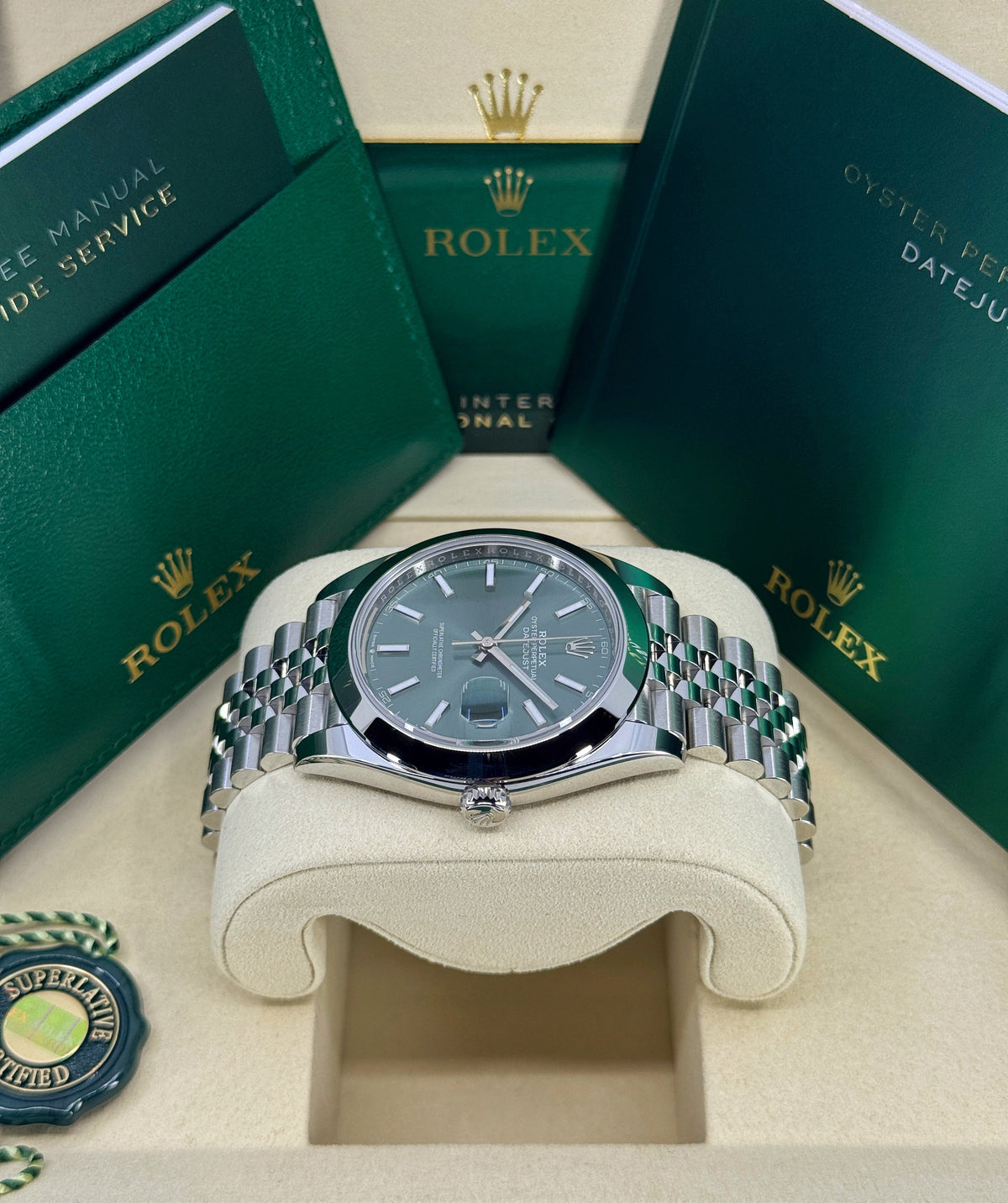 Rolex Datejust 41mm, Stainless Steel, Green, Jubilee, Ref# 126300-0020, dated 2026