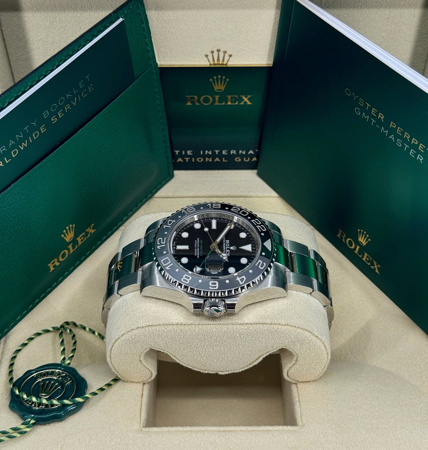 Rolex GMT-Master II 40mm, Stainless Steel, Bruce Wayne, Oyster, Ref# 126710GRNR-0004, dated 2024