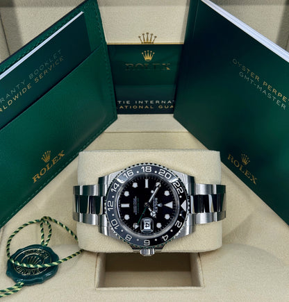 Rolex GMT-Master II 40mm, Stainless Steel, Bruce Wayne, Oyster, Ref# 126710GRNR-0004, dated 2024