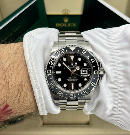 Rolex GMT-Master II 40mm, Stainless Steel, Bruce Wayne, Oyster, Ref# 126710GRNR-0004, dated 2026