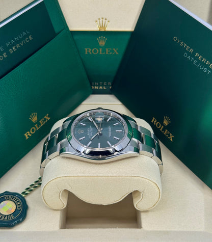 Rolex Datejust 41mm, Stainless Steel, Green, Oyster, Ref# 126300-0019, dated 2026