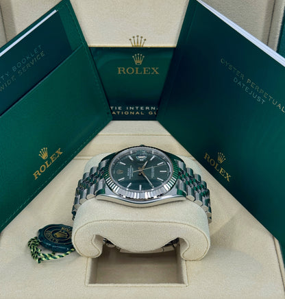 Rolex Datejust 41mm, Stainless Steel, Green, Jubilee, Ref# 126334-0028, dated 2024