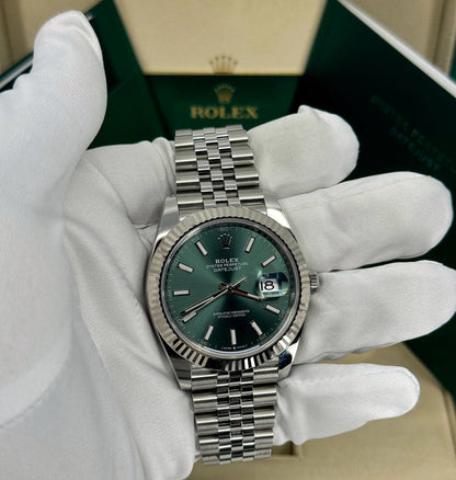 Rolex Datejust 41mm, Stainless Steel, Green, Jubilee, Ref# 126334-0028, dated 2024