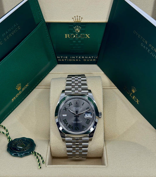 Rolex Datejust 41mm, Stainless Steel, Wimbledon, Slate, Jubilee, Ref# 126300-0014, dated 2026