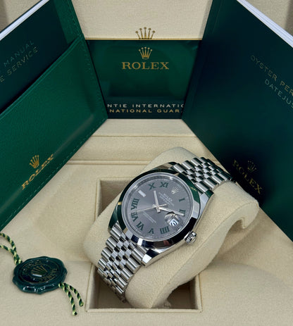 Rolex Datejust 41mm, Stainless Steel, Wimbledon, Slate, Jubilee, Ref# 126300-0014, dated 2024