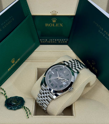 Rolex Datejust 41mm, Stainless Steel, Wimbledon, Slate, Jubilee, Ref# 126300-0014, dated 2026