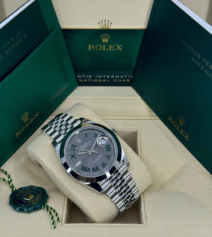 Rolex Datejust 41mm, Stainless Steel, Wimbledon, Slate, Jubilee, Ref# 126300-0014, dated 2024