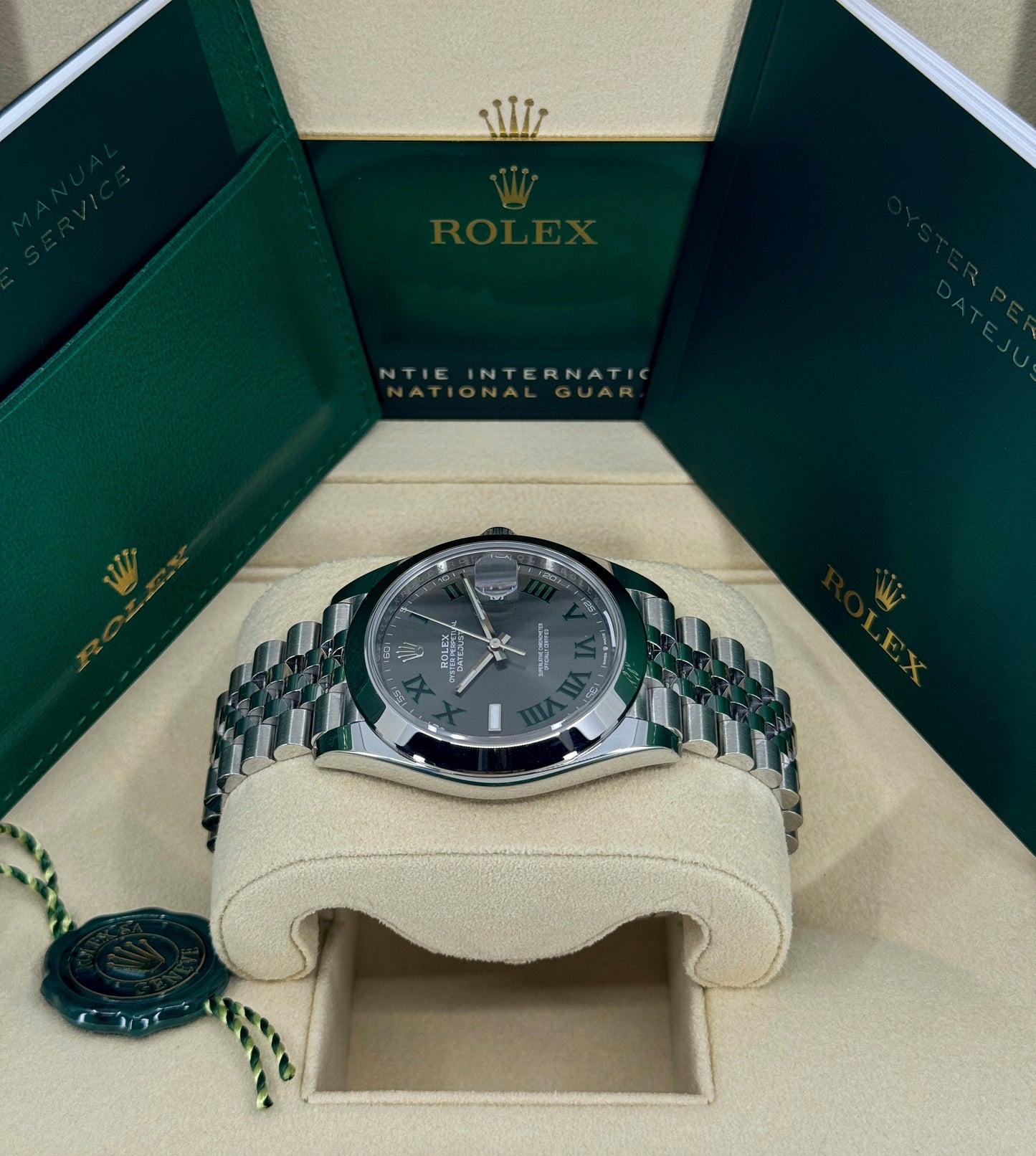 Rolex Datejust 41mm, Stainless Steel, Wimbledon, Slate, Jubilee, Ref# 126300-0014, dated 2024