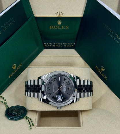 Rolex Datejust 41mm, Stainless Steel, Wimbledon, Slate, Jubilee, Ref# 126300-0014, dated 2024