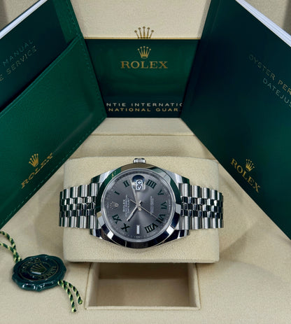 Rolex Datejust 41mm, Stainless Steel, Wimbledon, Slate, Jubilee, Ref# 126300-0014, dated 2024