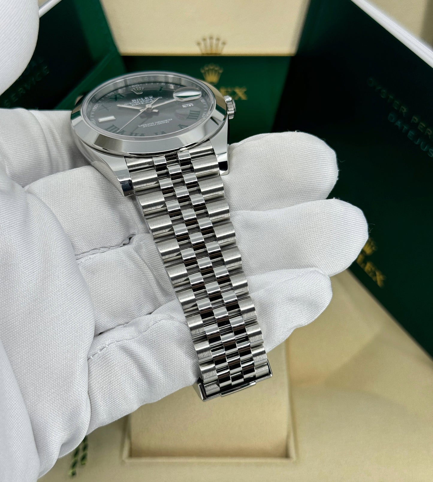 Rolex Datejust 41mm, Stainless Steel, Wimbledon, Slate, Jubilee, Ref# 126300-0014, dated 2024