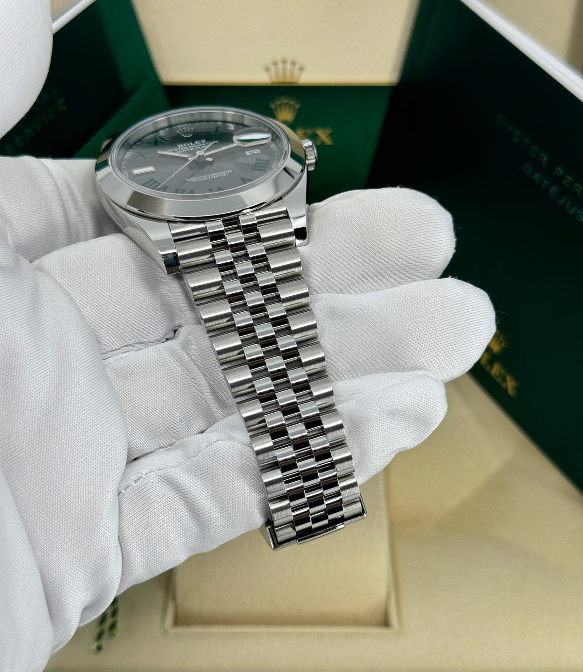 Rolex Datejust 41mm, Stainless Steel, Wimbledon, Slate, Jubilee, Ref# 126300-0014, dated 2026