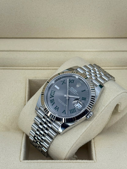 Pre-owned Rolex Datejust 41mm, Stainless Steel, Wimbledon, Slate, Jubilee, Ref# 126334-0022, dated 2023