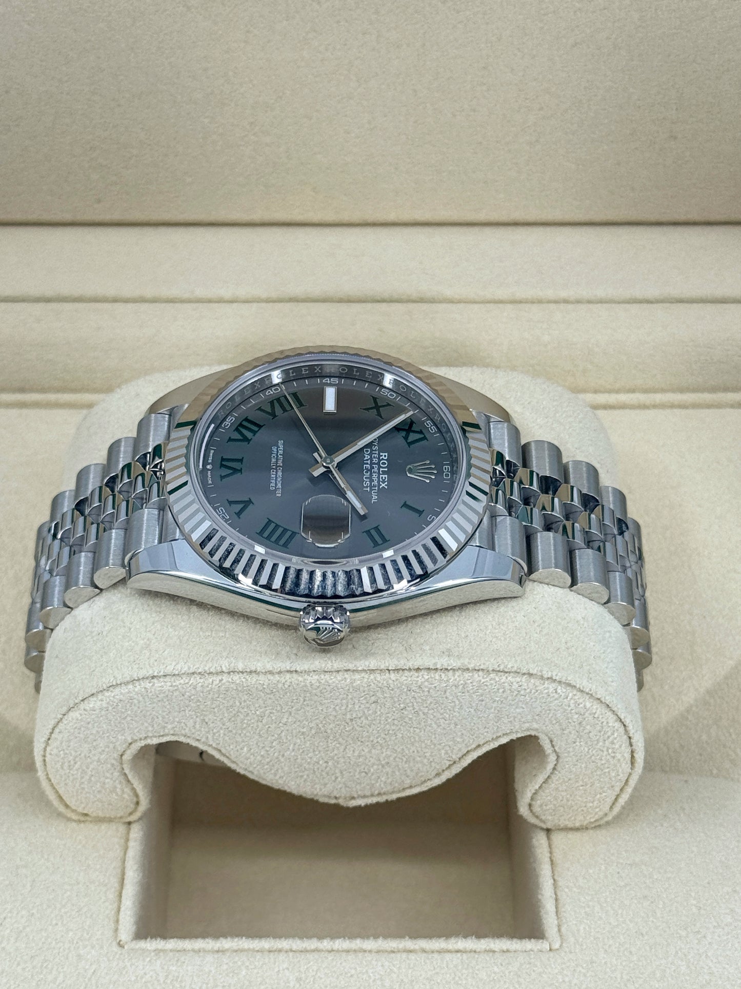 Pre-owned Rolex Datejust 41mm, Stainless Steel, Wimbledon, Slate, Jubilee, Ref# 126334-0022, dated 2023