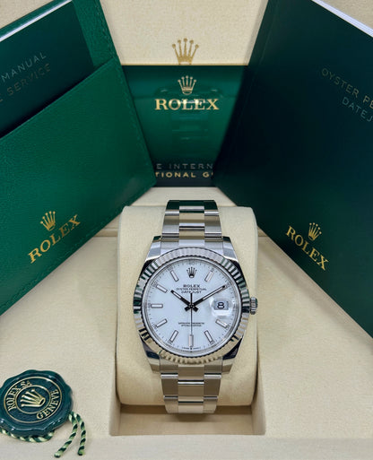 Rolex Datejust 41mm, Stainless Steel, White, Oyster, Ref# 126334-0009, dated 2026