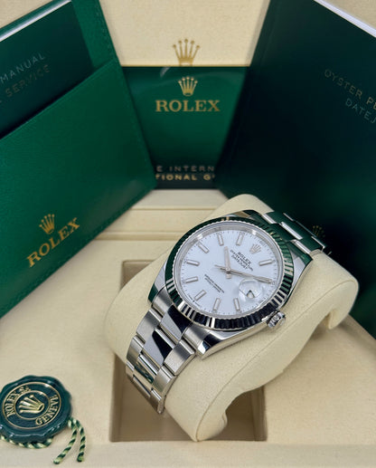 Rolex Datejust 41mm, Stainless Steel, White, Oyster, Ref# 126334-0009, dated 2026