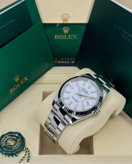 Rolex Datejust 41mm, Stainless Steel, White, Oyster, Ref# 126334-0009, dated 2026