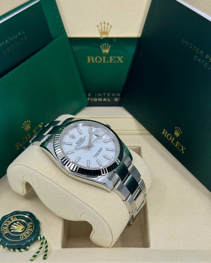 Rolex Datejust 41mm, Stainless Steel, White, Oyster, Ref# 126334-0009, dated 2026
