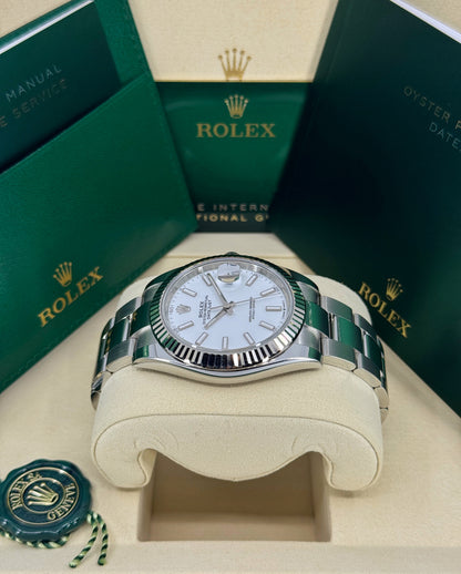 Rolex Datejust 41mm, Stainless Steel, White, Oyster, Ref# 126334-0009, dated 2026