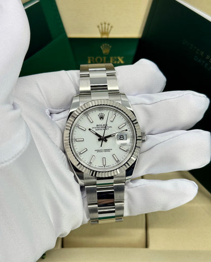 Rolex Datejust 41mm, Stainless Steel, White, Oyster, Ref# 126334-0009, dated 2026