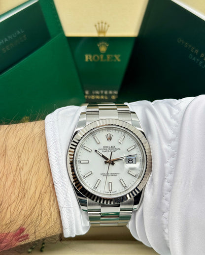Rolex Datejust 41mm, Stainless Steel, White, Oyster, Ref# 126334-0009, dated 2026