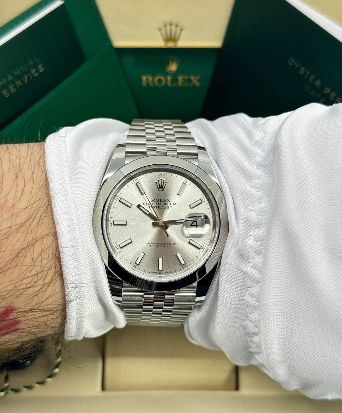 Rolex Datejust 41mm, Stainless Steel, Silver, Jubilee, Ref# 126300-0004, dated 2026